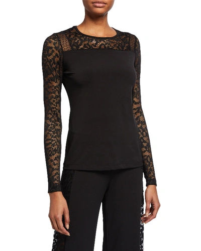 Anatomie Pandora Long-sleeve Top With Lace Inserts In Black