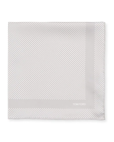 Tom Ford Men's Silk Polka Dot Pocket Square In Grey