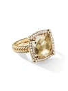 David Yurman Women's Châtelaine® Pavé Bezel Ring With Citrine & Diamonds In 18k Yellow Gold In Rose Gold