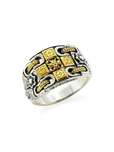 Konstantino Kleos 18k Yellow Gold Sterling Silver Cross Ring