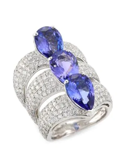 Hueb Women's Apus 18k White Gold, Diamond & Tanzanite Ring