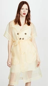 Baum Und Pferdgarten Devore Sheer Double Breasted Wrap Dress In Vanilla Custard Yellow