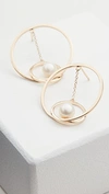 MATEO 14K GOLD SUSPENDED CIRCLE PEARL EARRINGS