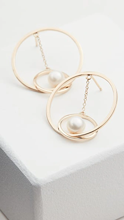 Mateo 14k Gold Suspended Circle Pearl Earrings In 14k Yellow Gold
