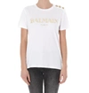 BALMAIN 3 BUTTONS METALLIC VINTAGE LOGO T-SHIRT,11200386