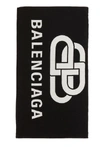 BALENCIAGA Woll-Schal Mit Logo Schwarz/Weiß
