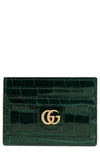 Gucci Genuine Crocodile Card Case In Verde