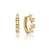 Lily & Roo Small Gold Baguette Diamond Style Huggie Hoop Earrings In Gold
