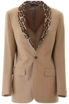 R13 BLAZER WITH ANIMAL PRINT LAPEL,201647DGC000003-516