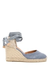 Castaã±er Light Blue Carina Canvas Espadrillas Wedges In Light Blue,beige