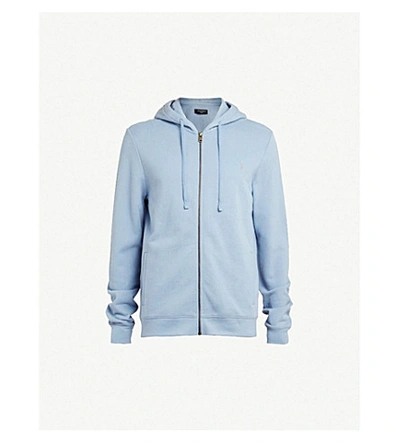 Allsaints Raven Slim-fit Cotton-fleece Hoody In Nordic Blue