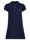 Lacoste Logo-patch Chest-pocket Cotton-pique Polo Dress 4-14 In Blu