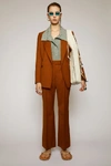 Acne Studios Flared Wool-blend Trousers Cognac Brown