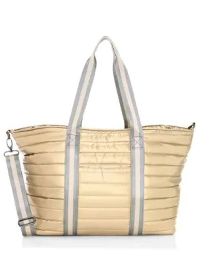 Think Royln Wingman Pearlized Quilted Tote In Pearl Gold