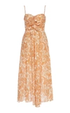 ZIMMERMANN PEGGY BOW-DETAILED PRINTED LINEN-CHIFFON DRESS,759562