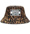 Burberry Men's Leopard-print Logo Bucket Hat In Brown