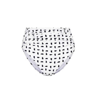 Self-portrait High-rise Mini Sail-print Bikini Briefs In White,blue