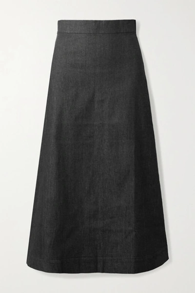 Aross Girl X Soler Alma Denim Midi Skirt In Black