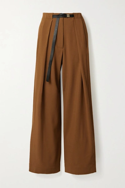 The Row Brona Belted Wool Wide-leg Pants In Light Brown