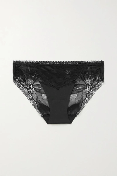 Calvin Klein Underwear Lace And Stretch-jersey Briefs In Black