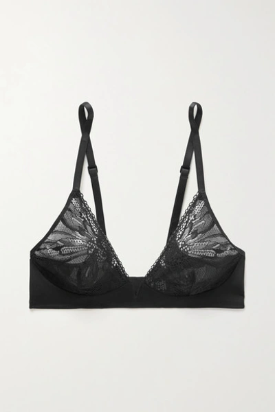 Calvin Klein Underwear Lace And Stretch-jersey Soft-cup Triangle Bra In Black