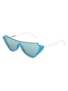 Courrèges Mask Mask Acetate Cat Eye Sunglasses In Blue White Light Blue