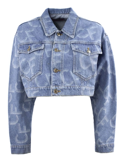 Chiara Ferragni Logo Print Cropped Denim Jacket