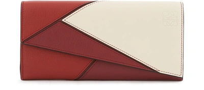 Loewe Continental Puzzle Wallet In Wine/garnet