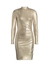 ALICE AND OLIVIA Hilary Ruched Metallic Bodycon Dress