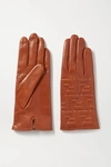 FENDI EMBOSSED LEATHER GLOVES