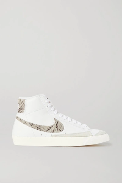 Nike Blazer Mid 77 Suede-trimmed Leather High-top Sneakers In White