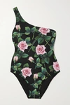 DOLCE & GABBANA FLORAL-PRINT ONE-SHOULDER SWIMSUIT