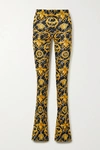 VERSACE PRINTED STRETCH-JERSEY FLARED PANTS