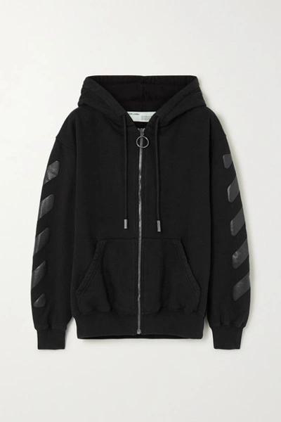 Off-white Diag Printed French Cotton-terry Hoodie In Black
