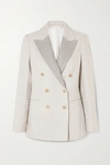 BRUNELLO CUCINELLI BEAD-EMBELLISHED DOUBLE-BREASTED LINEN BLAZER