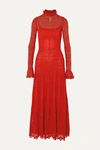 ALEXANDER MCQUEEN RUFFLED CROCHETED COTTON-BLEND LACE MAXI DRESS