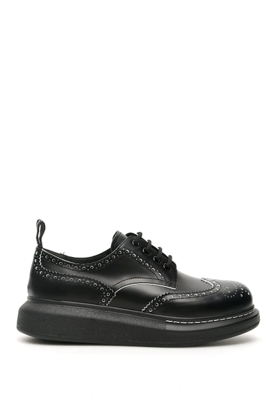 Alexander Mcqueen Hybrid Leather Lace-up Derby Shoes In Black,white