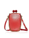 MARC JACOBS BRIGHT RED LEATHER THE VANITY CLUTCH,11200929