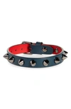 Christian Louboutin Loublink Studded Leather Bracelet In Tempete/ Gun Metal