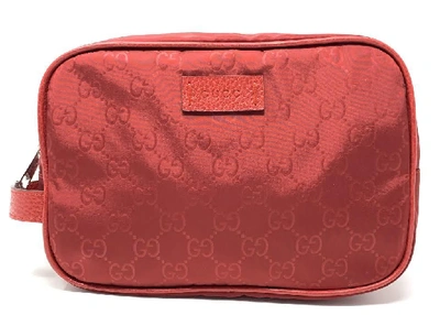 Pre-owned Gucci Toiletry Bag Nylon Red