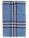 Burberry Giant Check Wool & Silk Gauze Scarf In English Bluebell