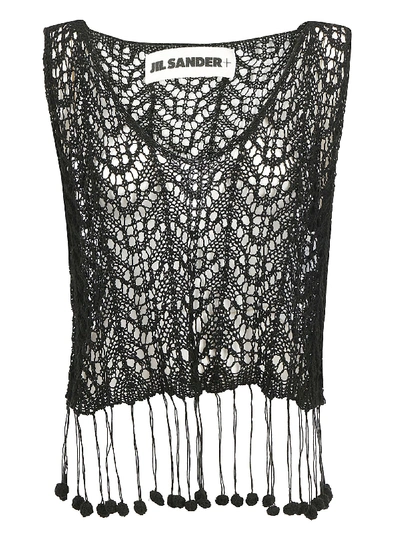 Jil Sander Knitted Sleeveless Top In Black