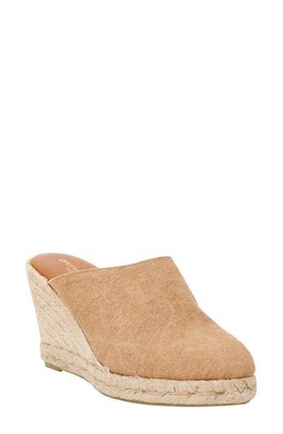 Andre Assous Rosette Mule In Beige Fabric