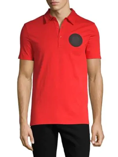 Versace Logo Patch Cotton Polo In Orange