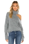 Paige Raundi Cold Shoulder Turtleneck Sweater In Light Heather Grey