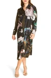 MARINA RINALDI DYNAMIC LONG SLEEVE SILK TWILL SHIRTDRESS,222112004000580