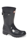 Hunter Original Tour Short Gloss Packable Rain Boot In Dark Slate