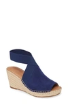 Gentle Souls By Kenneth Cole Gentle Souls Signature Colleen Espadrille Wedge In Blue Suede