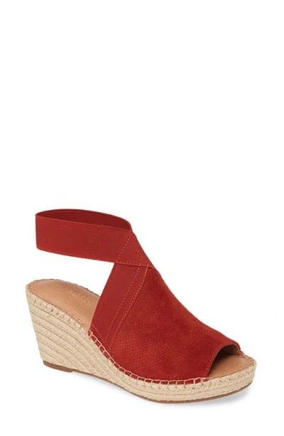 Gentle Souls By Kenneth Cole Gentle Souls Signature Colleen Espadrille Wedge In Dark Red Suede