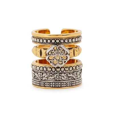 Alexander Mcqueen Mechanical Engraved Gold-tone Ring In Gold